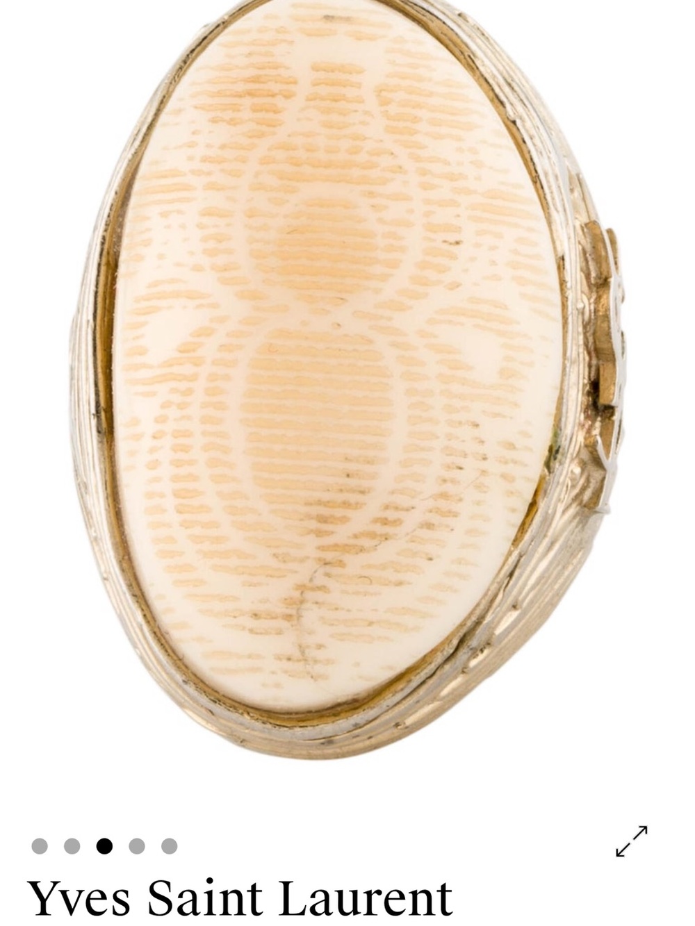 Yves Saint Laurent Cream Oval Hair Accessory with Gold-Tone Frame